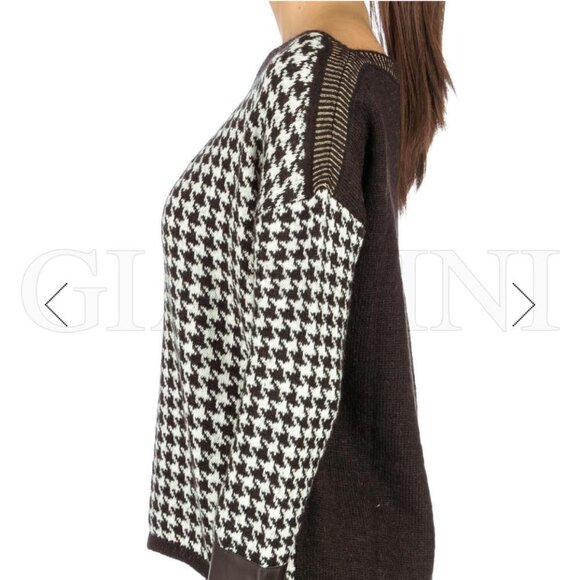 Liu Jo Black & White Houndstooth Knit Longsleeve Sweater, Pullover Size Small S - Picture 4 of 16